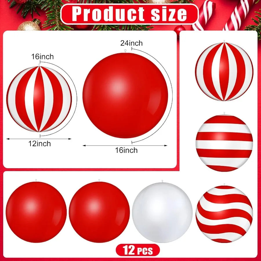 12 Pcs 24 Inch 16 Inch Giant Inflatable Christmas Ball