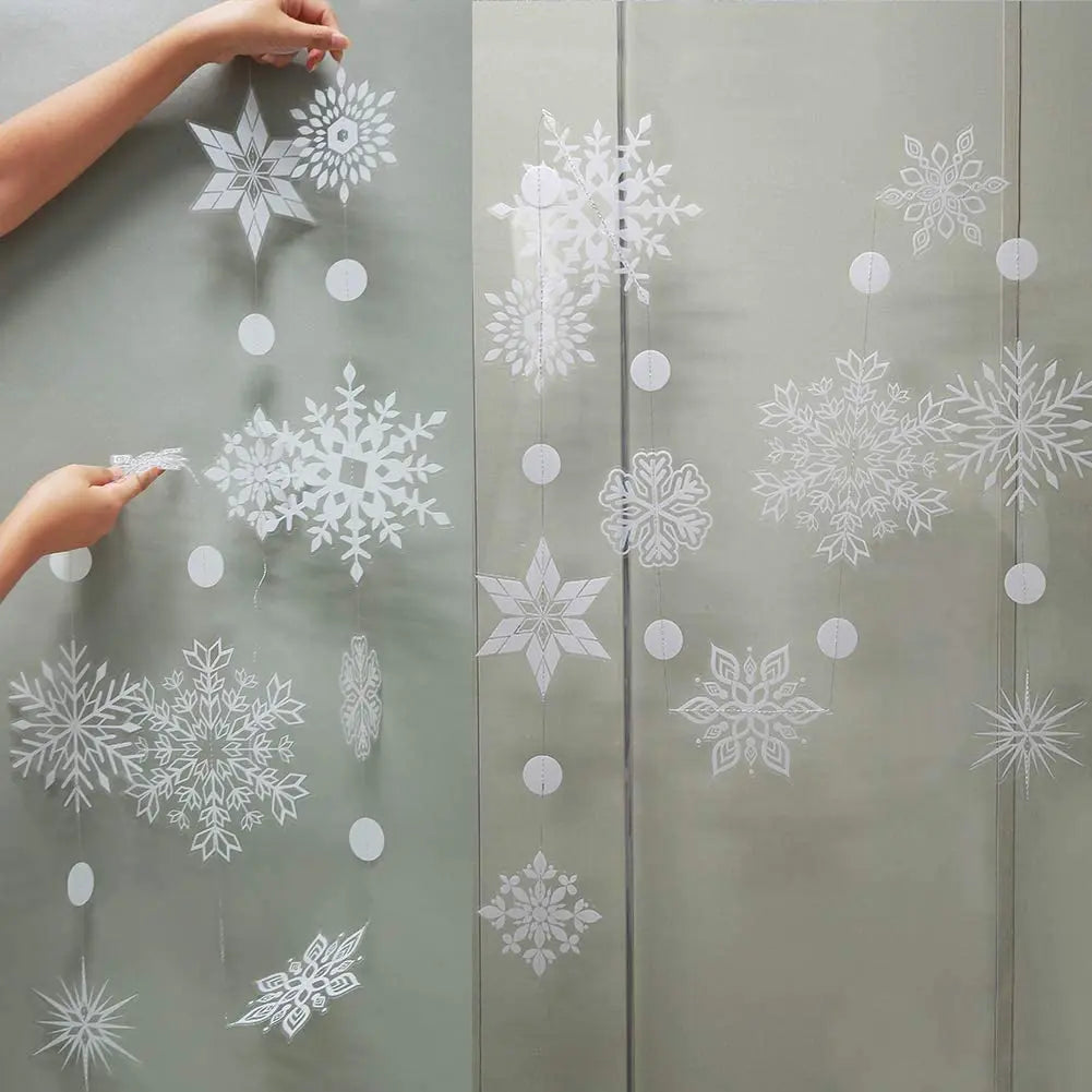 Giant Snowflakes Garland Hanging for Frozen Christmas Party Decoration